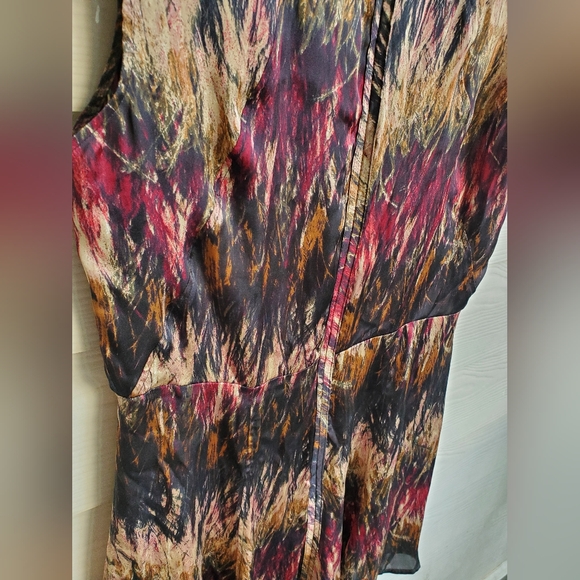 Kenneth Cole Boho Multicolored Satin V-neck Knee-length Casual Summer Dress - Picture 13 of 16